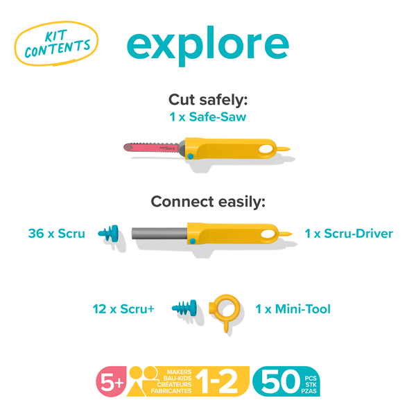 Makedo Australia - Explore Kit | Makedo Cardboard Construction for 1-2 Makers