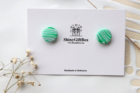 Green & White Statement Studs