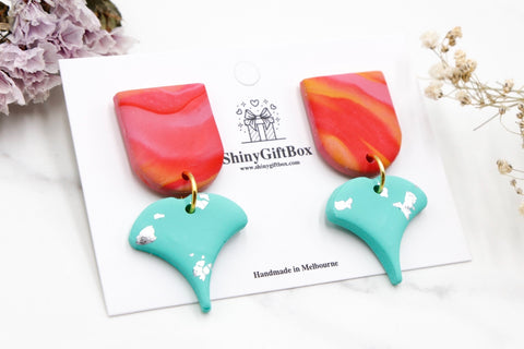 Pink Tulip Flower Statement Dangle