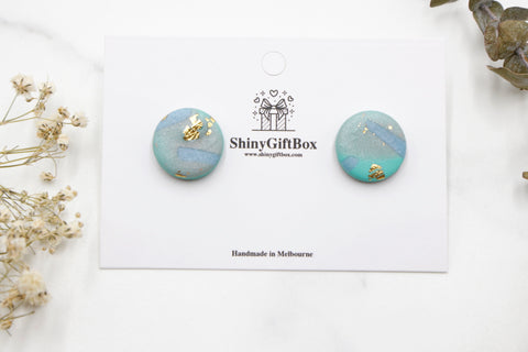Turquoise & Gold Statement Studs