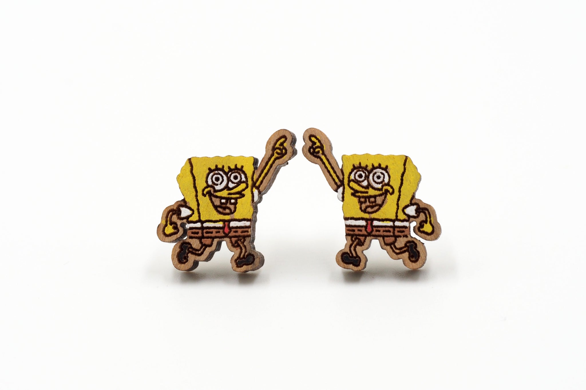 Sponge Bob Wooden Stud Earrings
