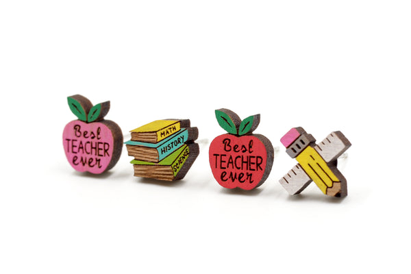 Best Teacher's Ever Wooden Earrings