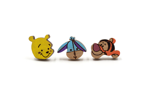 Tigger & Eeyore Wooden Stud Earrings