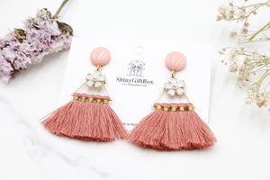 Pink Triangle Tassels with Flower
