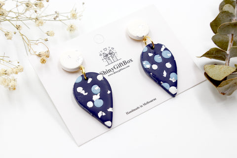 Navy & White Polka Dot Tear Drop Dangle