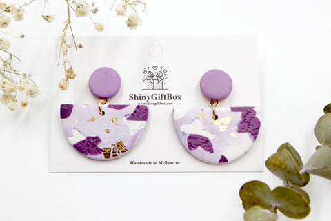 Purple Stars Half Moon Dangle