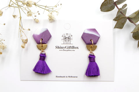 Purple & Gold Hexagon Tassels