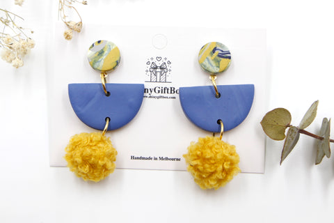 Blue & Mustard Pom Pom