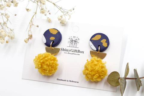 Navy & Mustard Pom Pom
