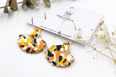 Orange & Brown Petal Statement Hoop Dangle