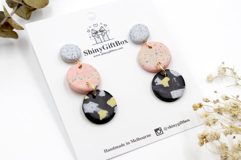 Granite & Pink Circle Triple Drops