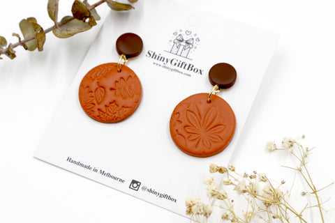 Brown & Cinnamon Texture Circle Dangle