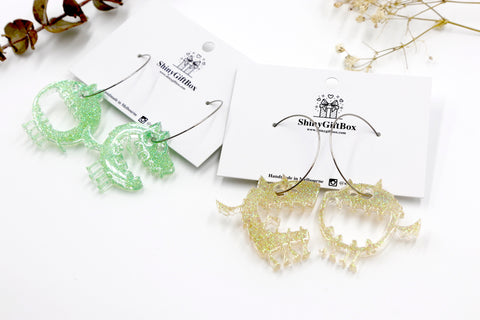 Resin Monster Glitter Hoop Dangle