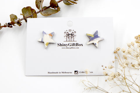 White & Purple Star Studs