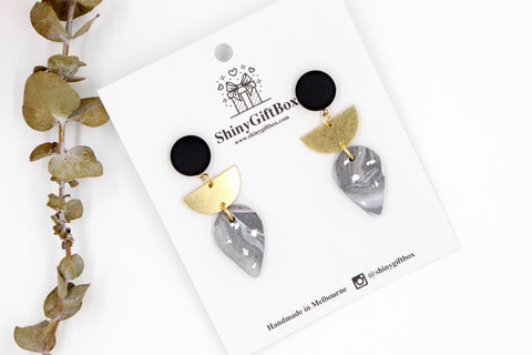 Silver & Grey Granite Gold Tear Drop