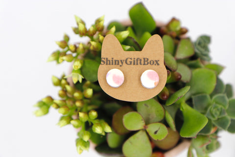 Mini Shimmer White & Pink Resin Studs