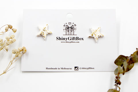 White & Gold Star Studs