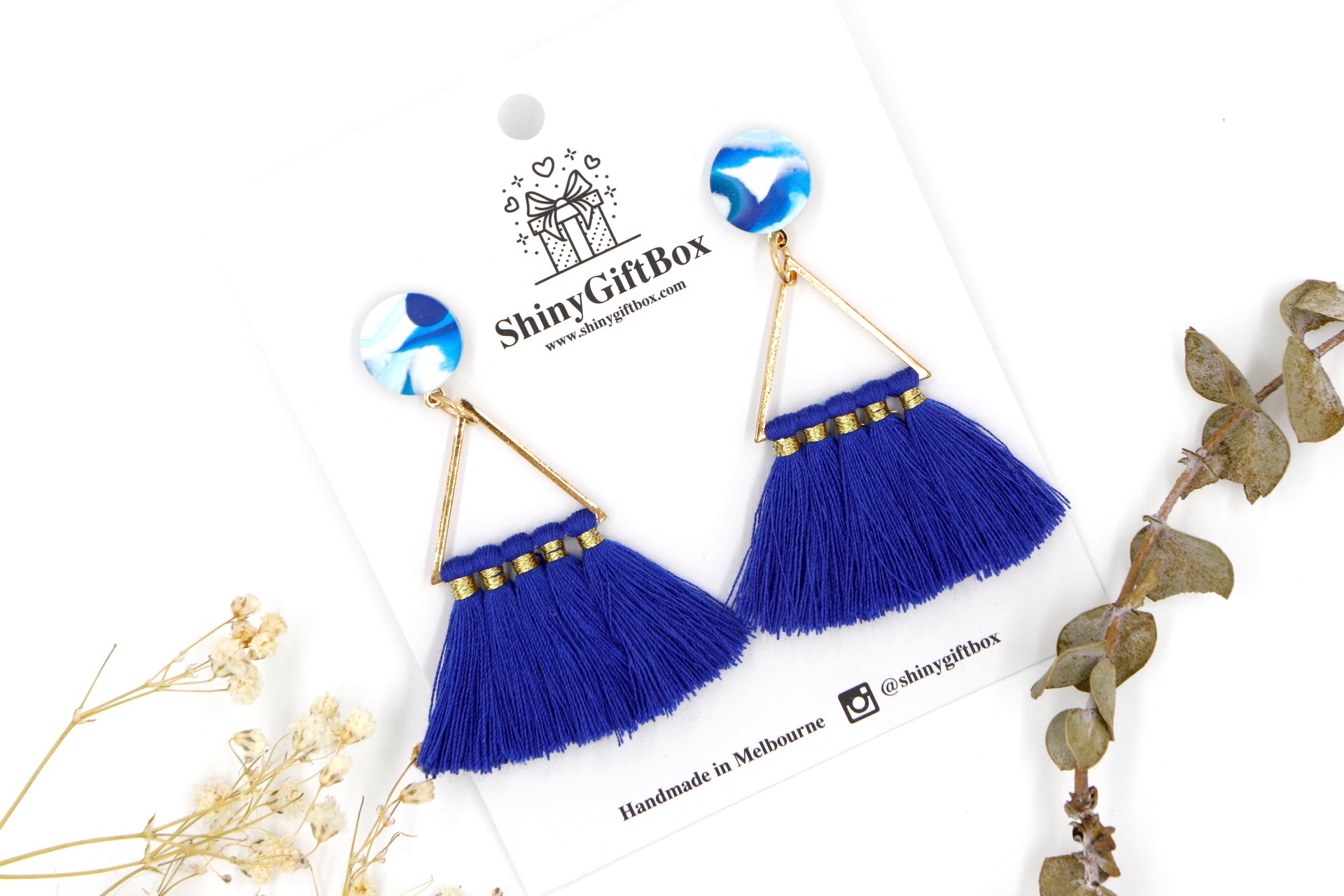 Navy & Water Colour Triangle Tassels