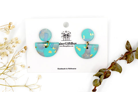 Gold & Turquoise Half Moon Dangle