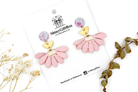 Pink Granite & Pink Flower Dangle