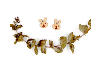 Rabbit Bunny Wooden Earrings
