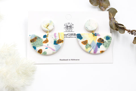 Pastel Colour Splash Half Moon Dangle