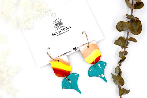 Rainbow Tulip Flower Statement Hoop Dangle