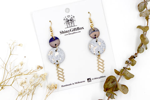 Granite & Gold Double Circle Hook Dangle