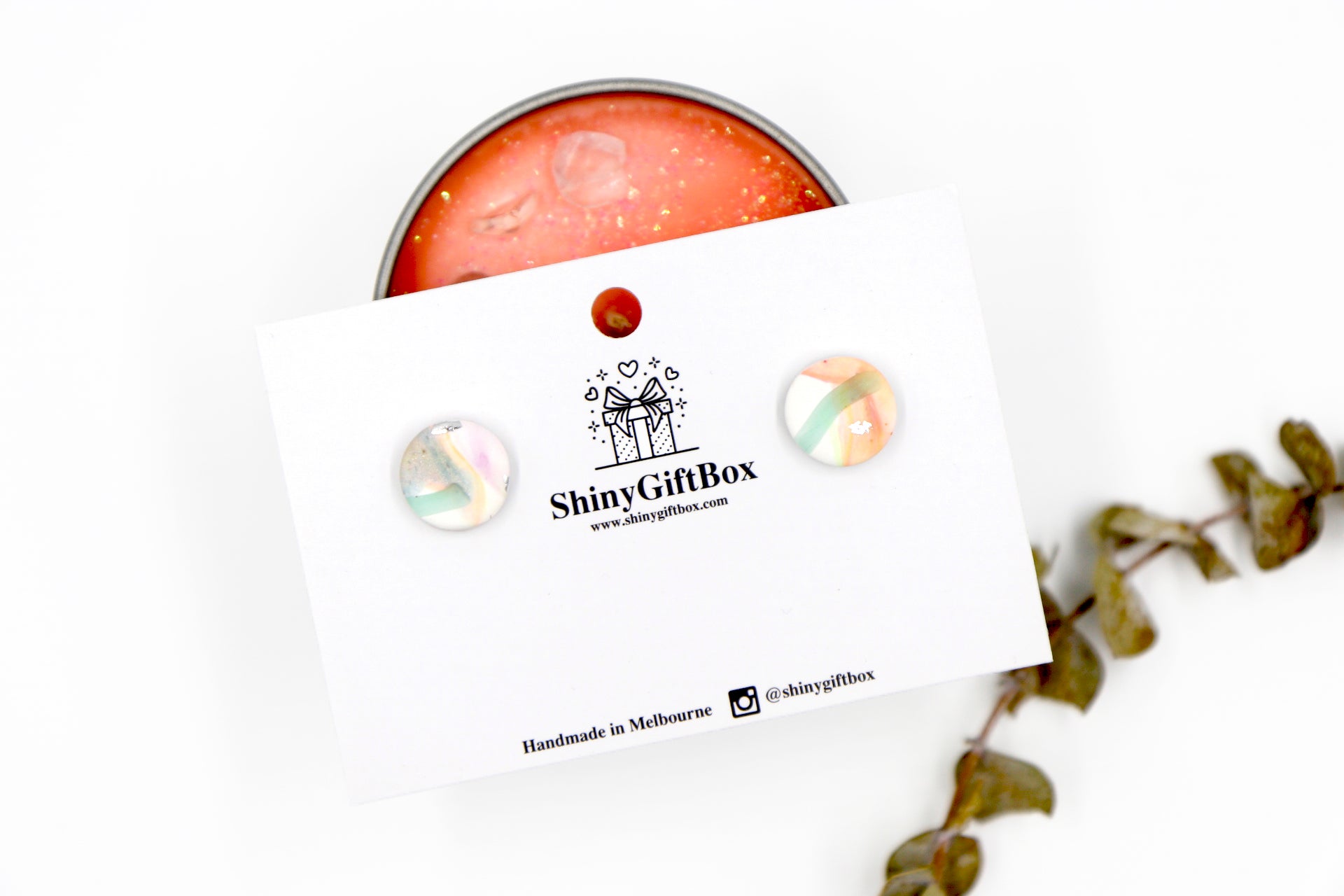 White Turquoise & Orange Studs