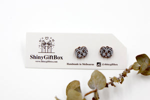 Shih Tzu / Maltese Dog Wooden Earrings - Grey