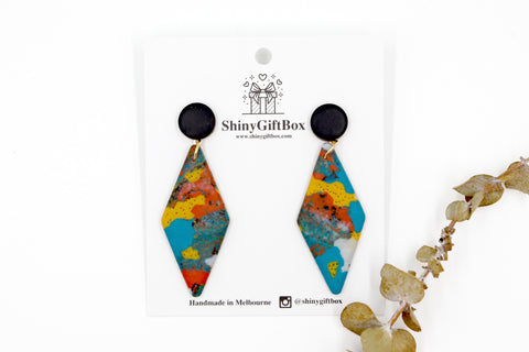 Leather Effect Long Diamond Dangle