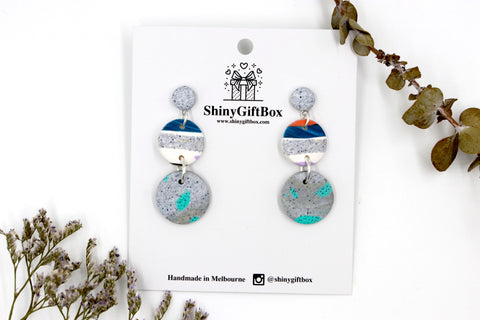 Granite & Pastel Stripes Triple Drop Dangle