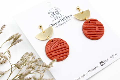 Brown Leather Effect Circle Dangle