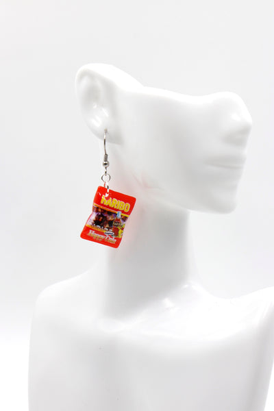 Red Lolly / Candy Bag - Cola Bottle Novelty Hook Earrings