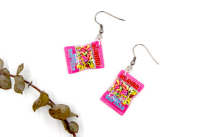 Pink Lolly / Candy Bag - Gummy Bear Novelty Hook Earrings