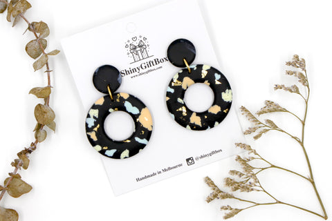 Pastel Rainbow Donut Statement Dangle