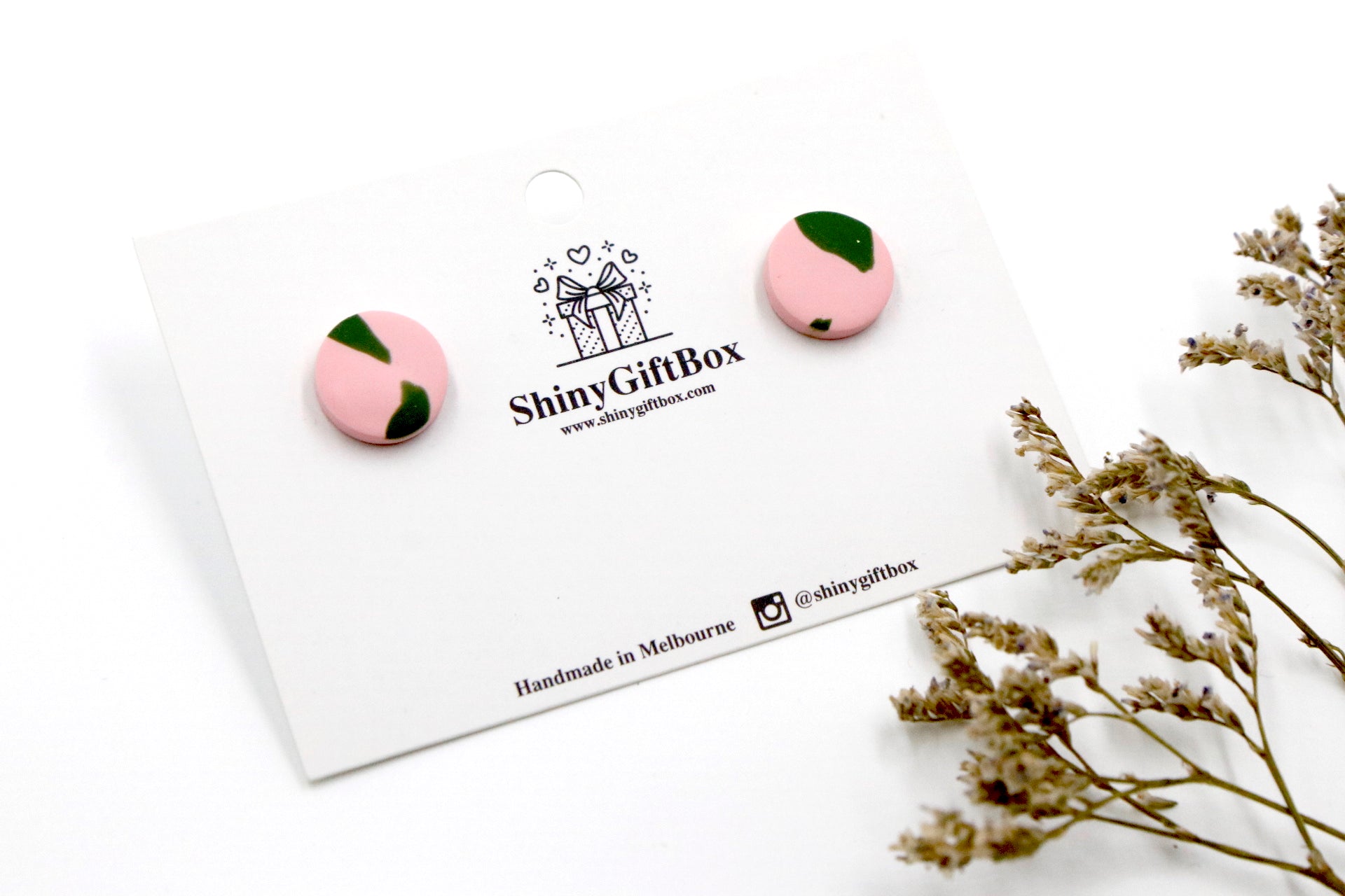 Pink & Green Stud Earrings
