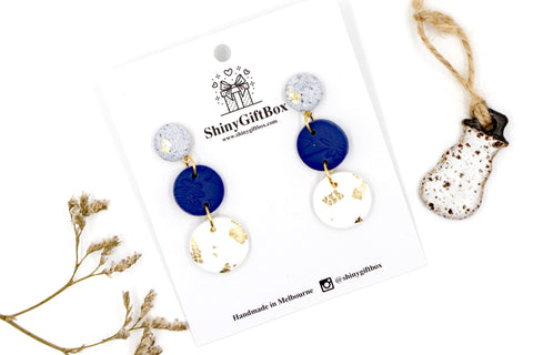 Granite White & Navy Triple Drop Dangle