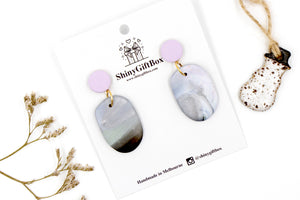 Silver & Lilac Giant Pebble Statement Dangle
