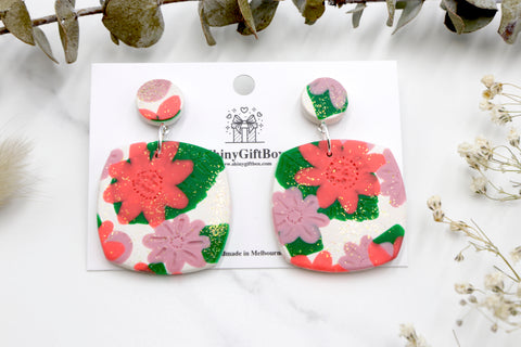 Glitter Flowers Large Square