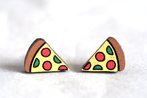 Pizza Wooden Stud Earrings