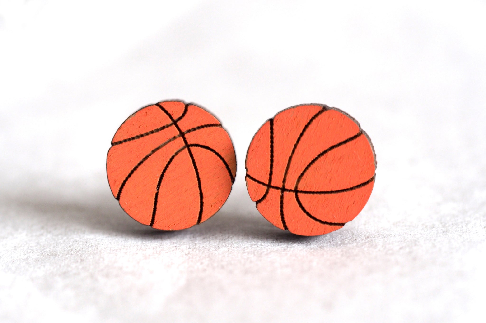 Basketball Wooden Stud Earrings