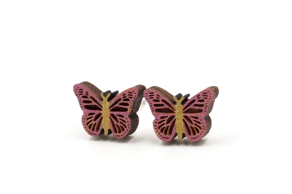 Butterfly Wooden Stud Earrings