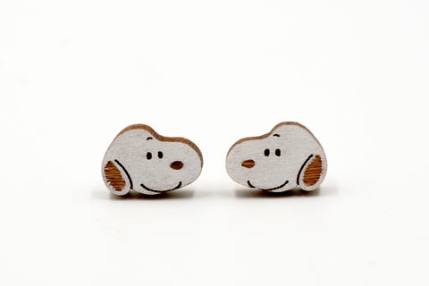 Snoopy Head Wooden Stud Earrings