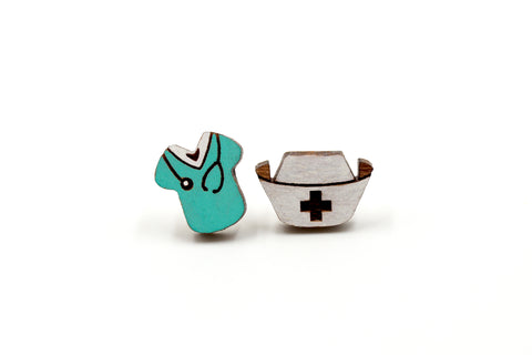 Nurse Wooden Stud Earrings