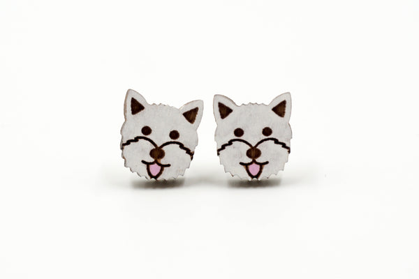 Westie / West Highland White Terrier Dog Wooden Earrings