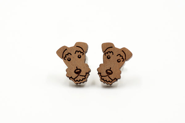 Airedale Dog Wooden Stud Earrings