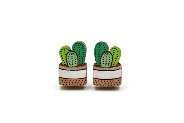 Assorted Plants / Cactus Wooden Earrings