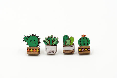 Assorted Plants / Cactus Wooden Earrings