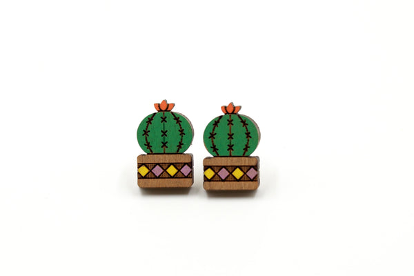 Assorted Plants / Cactus Wooden Earrings